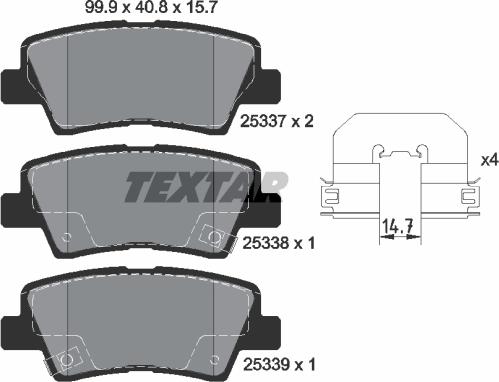 Textar 2533703 - Тормозные колодки, дисковые, комплект autospares.lv