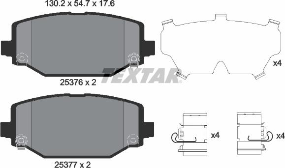 Textar 2537601 - Тормозные колодки, дисковые, комплект autospares.lv