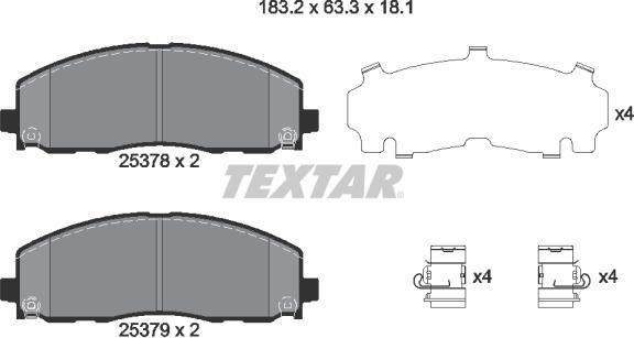 Textar 2537801 - Тормозные колодки, дисковые, комплект autospares.lv