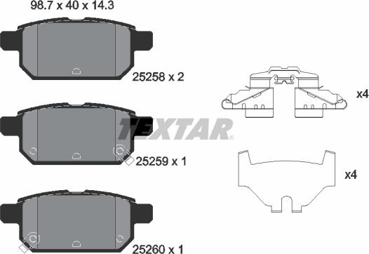 Textar 2525801 - Тормозные колодки, дисковые, комплект autospares.lv