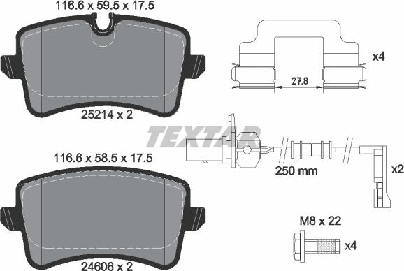 Textar 2521404 - Тормозные колодки, дисковые, комплект autospares.lv