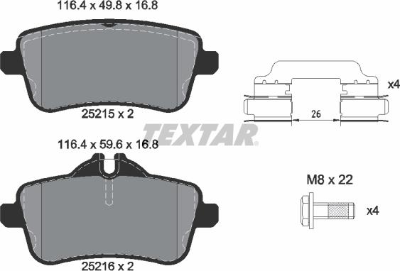 Textar 2521509 - Тормозные колодки, дисковые, комплект autospares.lv