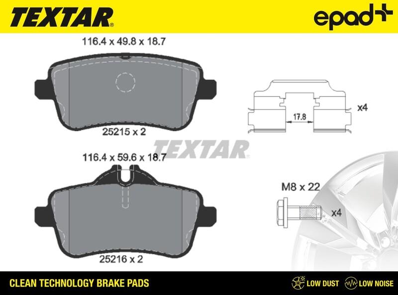 Textar 2521502CP - Тормозные колодки, дисковые, комплект autospares.lv