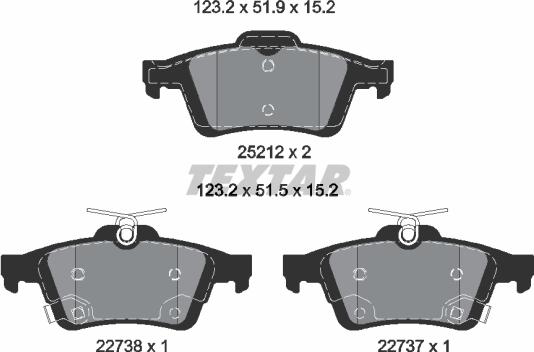 Textar 2521204 - Тормозные колодки, дисковые, комплект autospares.lv