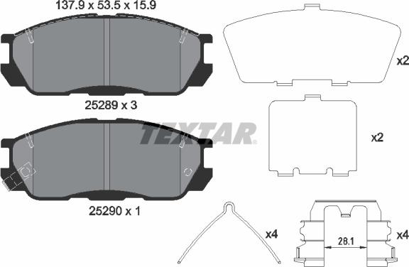 Textar 2528901 - Тормозные колодки, дисковые, комплект autospares.lv