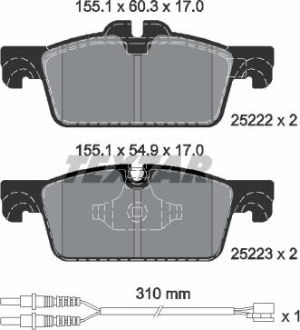 Textar 2522201 - Тормозные колодки, дисковые, комплект autospares.lv