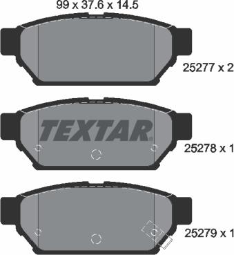 Textar 2527701 - Тормозные колодки, дисковые, комплект autospares.lv