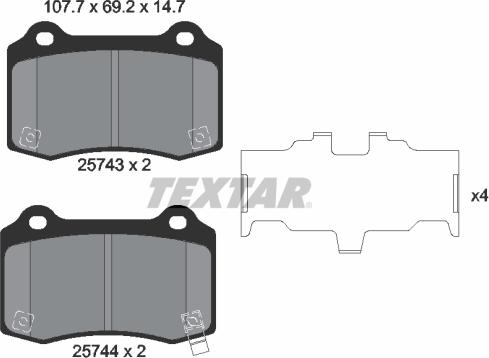 Textar 2574301 - Тормозные колодки, дисковые, комплект autospares.lv