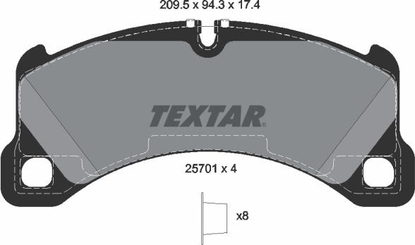 Textar 2570101 - Тормозные колодки, дисковые, комплект autospares.lv