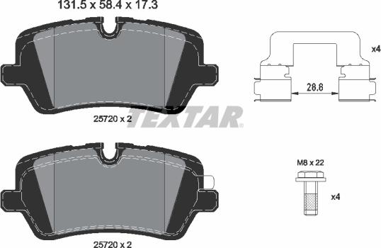 Textar 2572001 - Тормозные колодки, дисковые, комплект autospares.lv