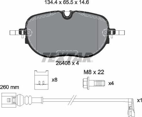 Textar 2640801 - Тормозные колодки, дисковые, комплект autospares.lv