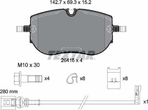 Textar 2641601 - Тормозные колодки, дисковые, комплект autospares.lv