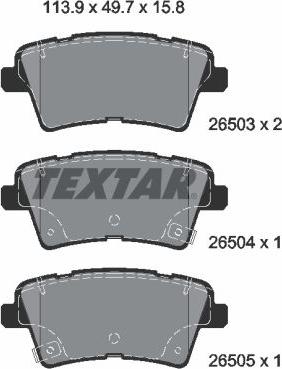 Textar 2650301 - Тормозные колодки, дисковые, комплект autospares.lv