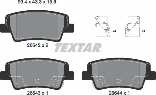 Textar 2664201 - Тормозные колодки, дисковые, комплект autospares.lv