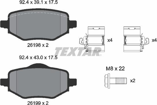 Textar 2619801 - Тормозные колодки, дисковые, комплект autospares.lv