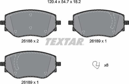 Textar 2618801 - Тормозные колодки, дисковые, комплект autospares.lv