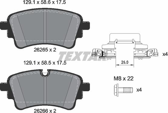 Textar 2626501 - Тормозные колодки, дисковые, комплект autospares.lv