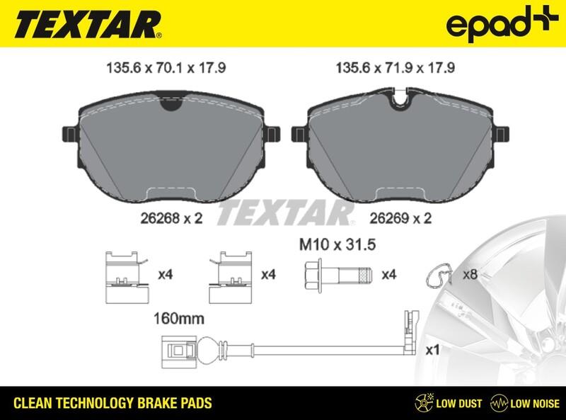 Textar 2626801CP - Тормозные колодки, дисковые, комплект autospares.lv