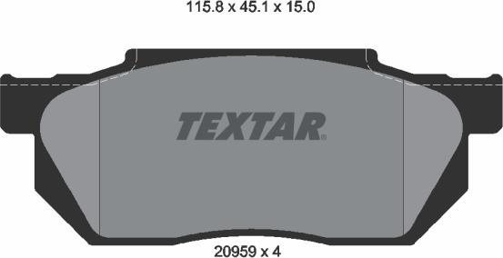 Textar 2095901 - Тормозные колодки, дисковые, комплект autospares.lv