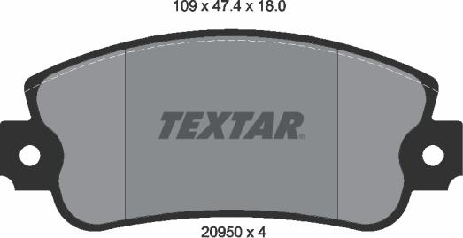 Textar 2095005 - Тормозные колодки, дисковые, комплект autospares.lv