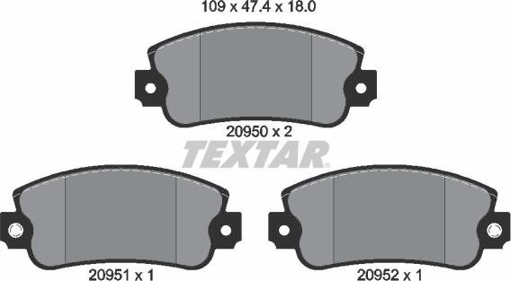 Textar 2095006 - Тормозные колодки, дисковые, комплект autospares.lv