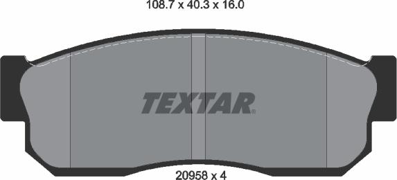 Textar 2095802 - Тормозные колодки, дисковые, комплект autospares.lv