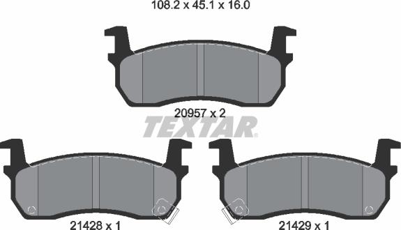 Textar 2095702 - Тормозные колодки, дисковые, комплект autospares.lv