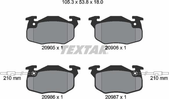 Textar 2090506 - Тормозные колодки, дисковые, комплект autospares.lv