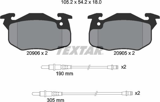 Textar 2090603 - Тормозные колодки, дисковые, комплект autospares.lv