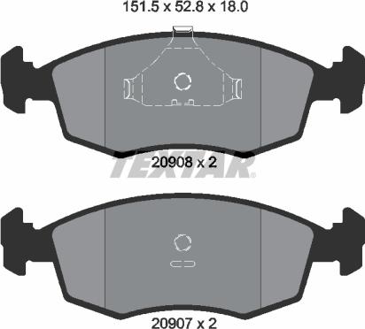 Textar 2090802 - Тормозные колодки, дисковые, комплект autospares.lv