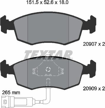 Textar 2090702 - Тормозные колодки, дисковые, комплект autospares.lv