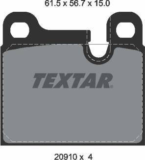 Textar 2091001 - Тормозные колодки, дисковые, комплект autospares.lv