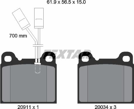Textar 2091101 - Тормозные колодки, дисковые, комплект autospares.lv