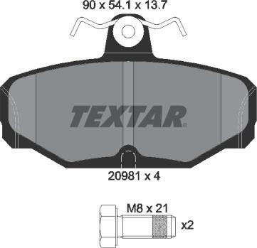 Textar 2098101 - Тормозные колодки, дисковые, комплект autospares.lv