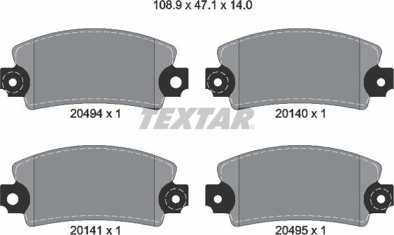 Textar 2049401 - Тормозные колодки, дисковые, комплект autospares.lv