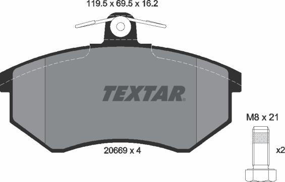 Textar 2066904 - Тормозные колодки, дисковые, комплект autospares.lv