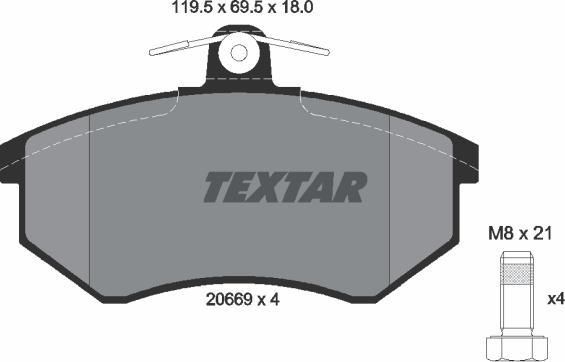 Textar 2066928 - Тормозные колодки, дисковые, комплект autospares.lv