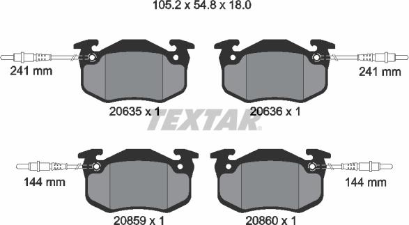 Textar 2063503 - Тормозные колодки, дисковые, комплект autospares.lv