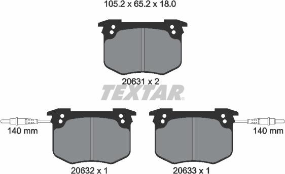 Textar 2063101 - Тормозные колодки, дисковые, комплект autospares.lv