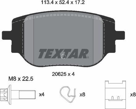 Textar 2062501 - Тормозные колодки, дисковые, комплект autospares.lv