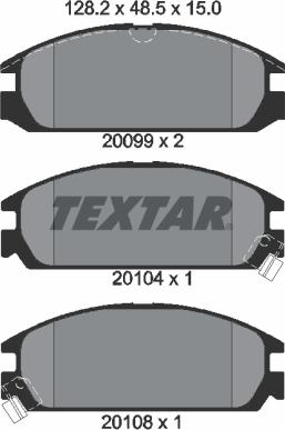 Textar 2009902 - Тормозные колодки, дисковые, комплект autospares.lv