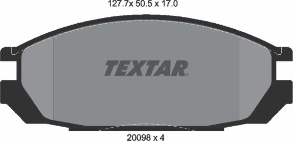 Textar 2009801 - Тормозные колодки, дисковые, комплект autospares.lv