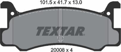Textar 2000801 - Тормозные колодки, дисковые, комплект autospares.lv