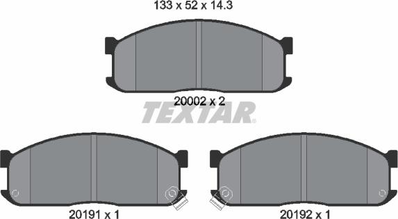 Textar 2000201 - Тормозные колодки, дисковые, комплект autospares.lv