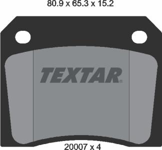 Textar 2000702 - Тормозные колодки, дисковые, комплект autospares.lv
