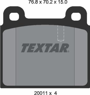 Textar 2001102 - Тормозные колодки, дисковые, комплект autospares.lv