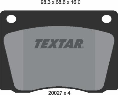 Textar 2002701 - Тормозные колодки, дисковые, комплект autospares.lv