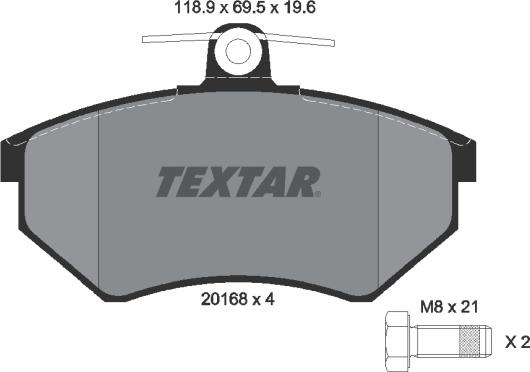 Textar 2016804 - Тормозные колодки, дисковые, комплект autospares.lv