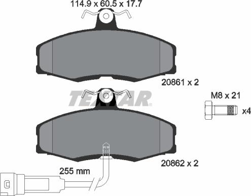 Textar 2086109 - Тормозные колодки, дисковые, комплект autospares.lv