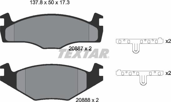 Textar 2088708 - Тормозные колодки, дисковые, комплект autospares.lv